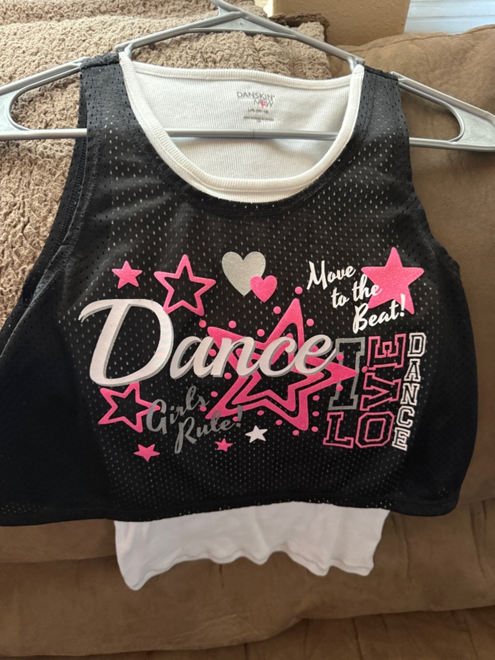 Danskin Black and Hot Pink Layered Dance Graphic Tank
